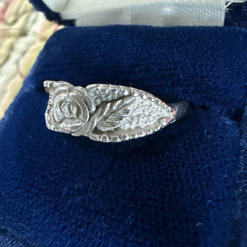 Vintage Sterling Silver Coleman Co Rose Ring Sz 9 - Picture 3 of 9